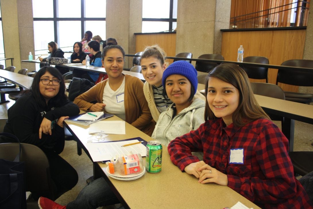 students at table