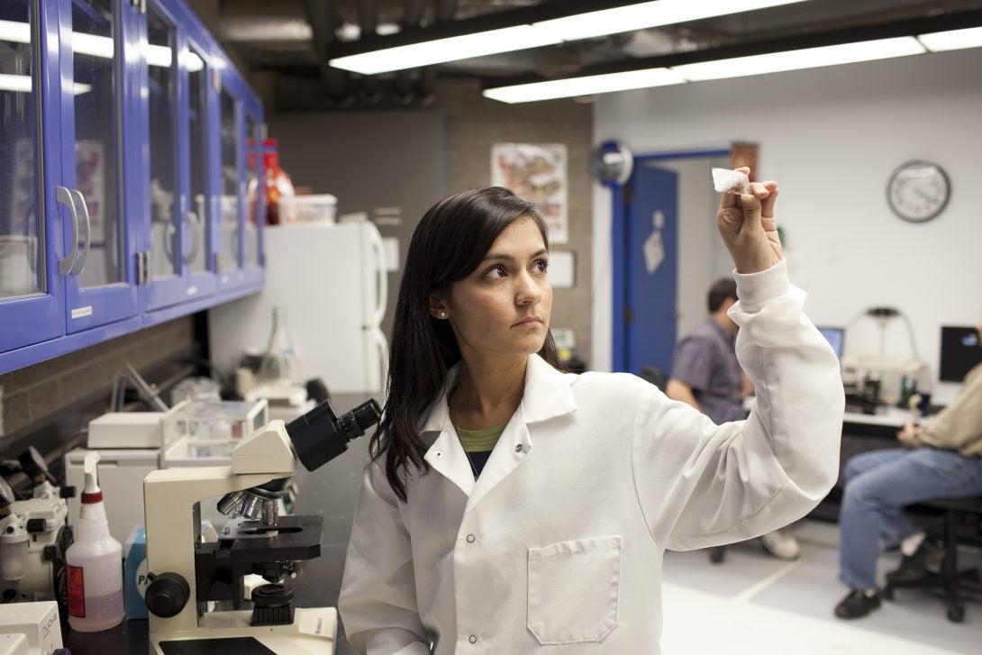 student in lab