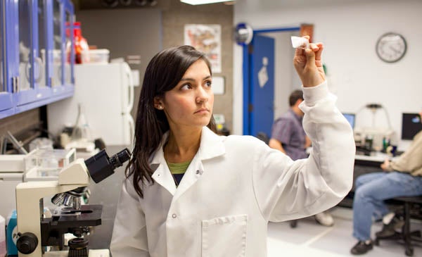 student in lab