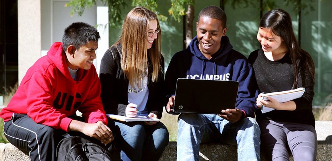 students at table